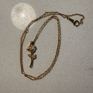 Rose charm necklace, plated